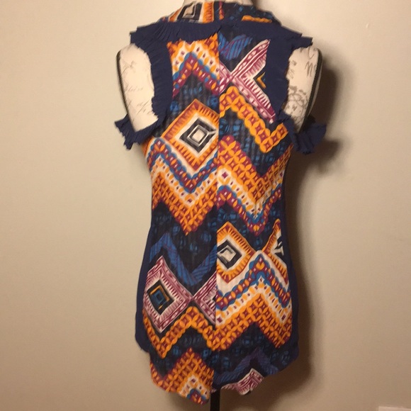 NWOT Akira beautiful batik print ruffle blouse M - Picture 8 of 8